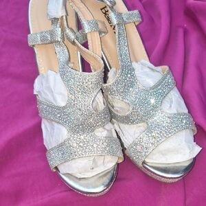 Silver Glitter Rhinestone Heeled Sandals. Bundle Buy2 Get 3rd Free Mix